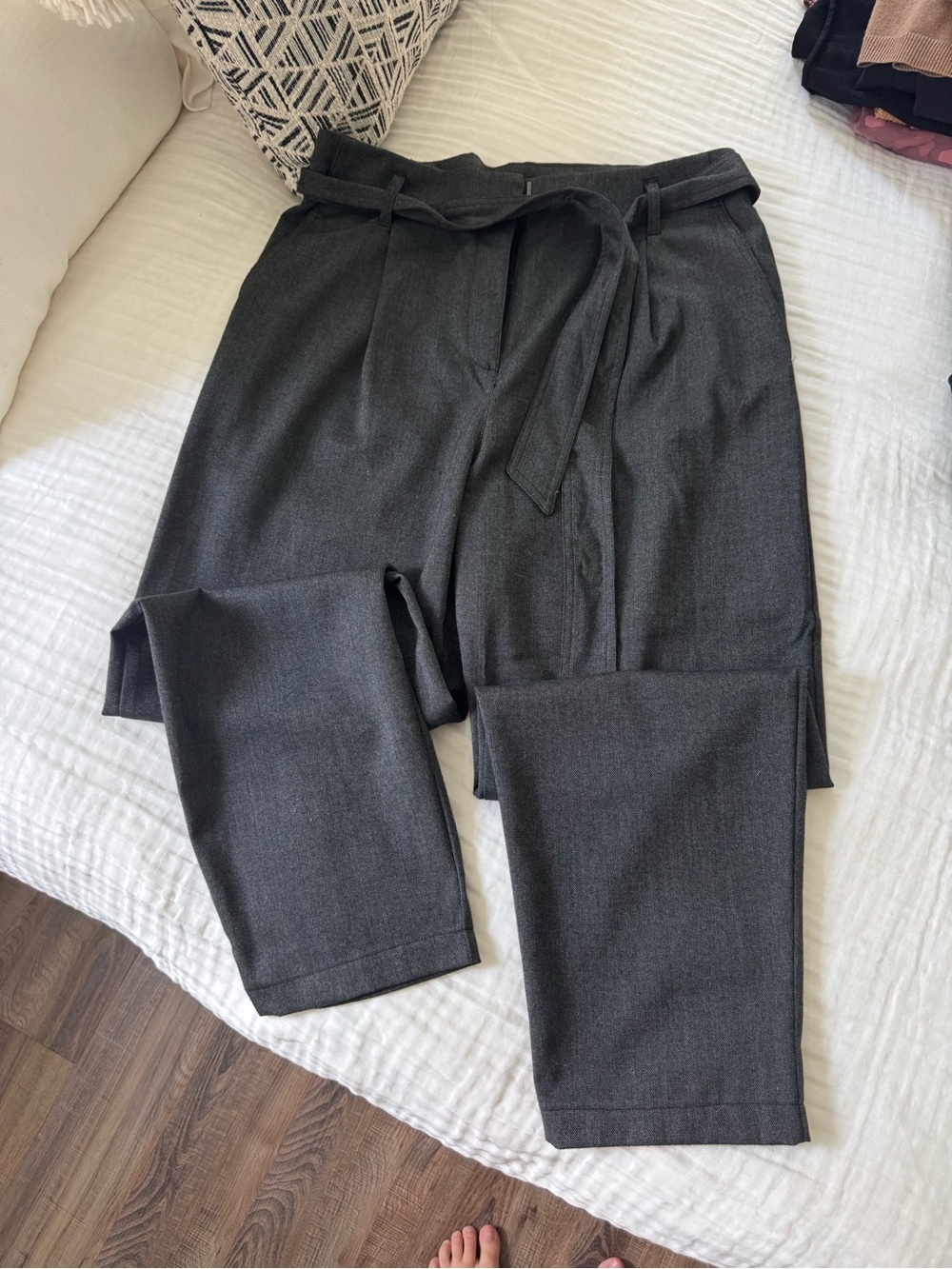 Dynamite Charcoal Gray Tie-Waist Trousers